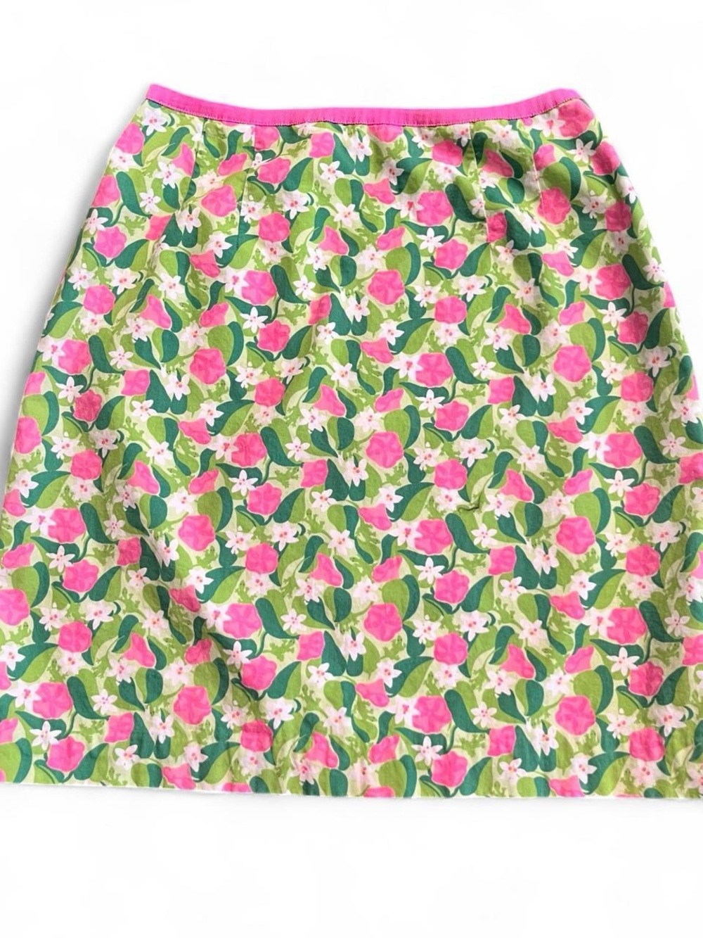 Lilly Pulitzer Pink and Green Floral A-Line Skirt Vintage White Label